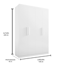 Ver imagem 2 de Guarda Roupa Colibri 4 Portas Mdf Branco