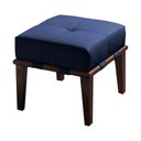 Ver imagem 1 de Puff Decorativo 45cm Martínez Veludo Pés Madeira Azul/Imbúia - Gran Belo