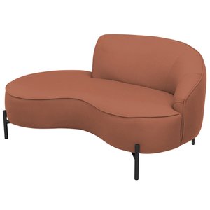 Sofá Curvo 03 Lugares 180cm Braço Esquerdo Thommy Pés Preto Fosco Linho Coral - Casaepoltrona