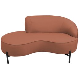 Sofá Curvo 03 Lugares 180cm Braço Esquerdo Thommy Pés Preto Fosco Linho Coral - Casaepoltrona - 6