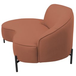 Sofá Curvo 03 Lugares 180cm Braço Esquerdo Thommy Pés Preto Fosco Linho Coral - Casaepoltrona - 7