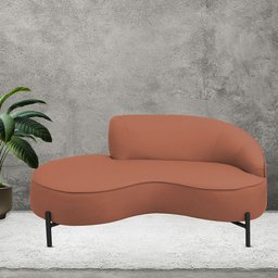 Sofá Curvo 03 Lugares 180cm Braço Esquerdo Thommy Pés Preto Fosco Linho Coral - Casaepoltrona - 2
