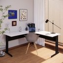 Ver imagem 6 de Mesa de Escritório New City Pé Metálico Light 160cm em L MDP Cinza Cristal-Preto