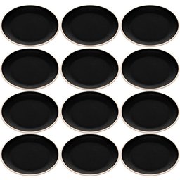 12 Pratinhos para Lanches Melamina Preto Fosco Wolff Pratos 15cm Servir Sobremesa Pão Frutas - 1
