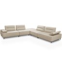 Ver imagem 2 de Sofá de Canto com Puff para Sala Living Modular 297x297cm Industrial Oslo L06 Couro Bege Areia - Lya