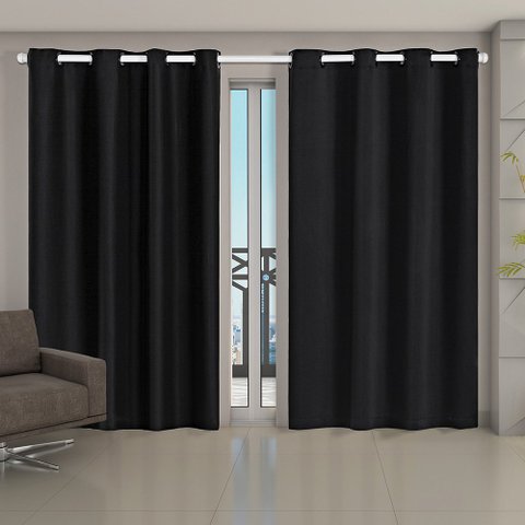 Cortina Blackout em Tecido Preto Quarto Sala 2,80x2,60 Corta Luz Casa Dona