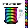 Kit Mangueira Fita Led Neon Flex Rgb 20 Metros + Rabicho 8 Efeitos 220v - 1