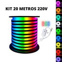 Ver imagem 1 de Kit Mangueira Fita Led Neon Flex Rgb 20 Metros + Rabicho 8 Efeitos 220v