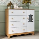 Ver imagem 1 de Cômoda Infantil 95cm 1 Porta com Vidro e 4 Gavetas Ternura Multimóveis Mp4479 Madeirado/branco