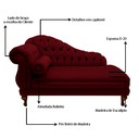 Ver imagem 4 de Recamier Sofá Esquerdo Larissa 150cm Sala Suede Vermelho Bordo - Incasa Decor