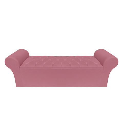 Recamier Baú Calçadeira Quarto Queen 158cm Barcelona:suede Rosê