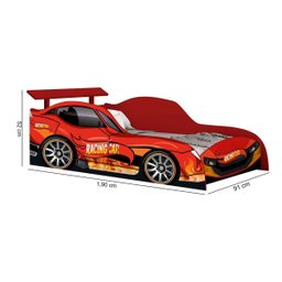 Jogo Quarto Completo Carro Cama Roupeiro Cômoda Colchão:vermelho - 2