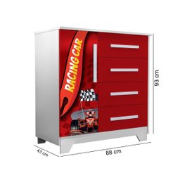 Jogo Quarto Completo Carro Cama Roupeiro Cômoda Colchão:vermelho - 4