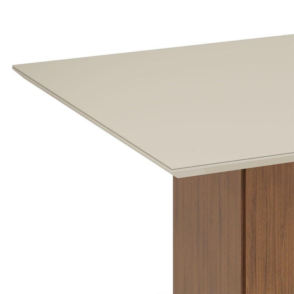 Mesa de Jantar Kim Quadrada 90x90x80cm Tampo Vidro e Mdf sem Cadeiras Freijó-off White - 2