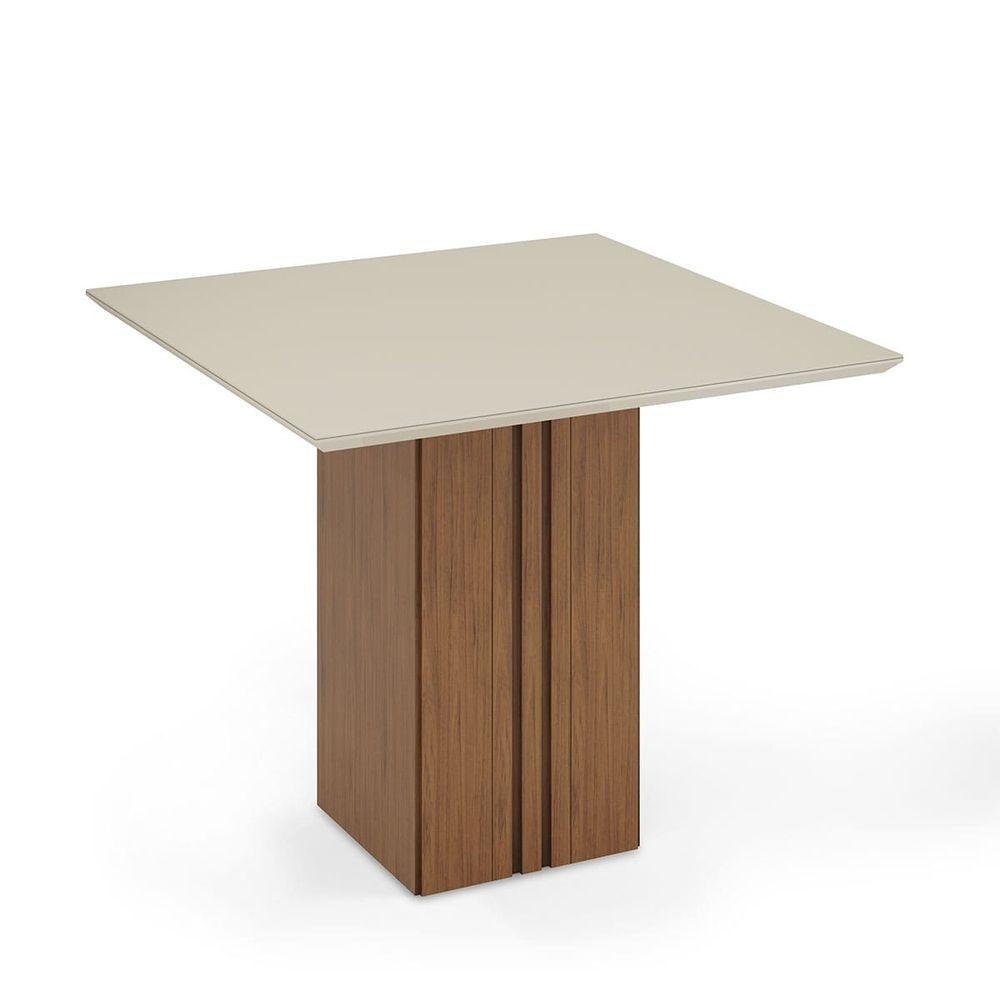 Mesa de Jantar Kim Quadrada 90x90x80cm Tampo Vidro e Mdf sem Cadeiras Freijó-off White - 9