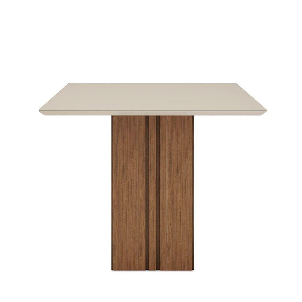 Mesa de Jantar Kim Quadrada 90x90x80cm Tampo Vidro e Mdf sem Cadeiras Freijó-off White