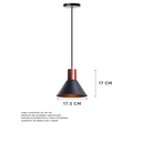 Ver imagem 2 de Lustre Pendente Costa Rica 17cm Preto Com Cobre Mesa Balcão Gourmet