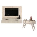Ver imagem 1 de Estante Home Theater Suspenso Gaia com Aparador Estoril Calacata Off White – Madetec