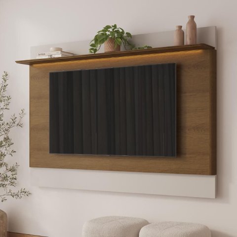 Painel para TV até 65 Polegadas 100% em MDF Enseada Rimo - Jequitibá/Palha
