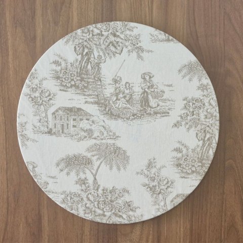 Kit Capa de Sousplat Toile de Jouy Bege 06 Peças