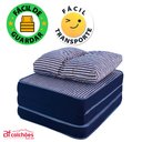 Ver imagem 6 de Puff Multiuso 3 em 1 Solteiro com Travesseiro Jacquard Azul BF Colchões
