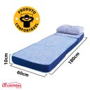 Ver imagem 4 de Puff Multiuso 3 em 1 Solteiro com Travesseiro Jacquard Azul BF Colchões
