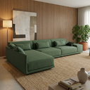 Ver imagem 6 de Sofá de Canto 5 Lugares com Chaise Lado Esquerdo em Sarja 336x196cm Verde Médio