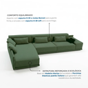 Ver imagem 3 de Sofá de Canto 5 Lugares com Chaise Lado Esquerdo em Sarja 336x196cm Verde Médio