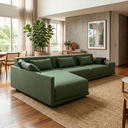 Ver imagem 1 de Sofá de Canto 5 Lugares com Chaise Lado Esquerdo em Sarja 336x196cm Verde Médio