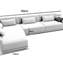 Ver imagem 3 de Sofá de Canto 5 Lugares com Chaise Revestimento em Sarja 336x74cm