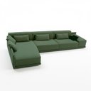 Ver imagem 2 de Sofá de Canto 5 Lugares com Chaise Lado Esquerdo em Sarja 336x196cm Verde Médio