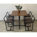 Ver imagem 3 de Conjunto Mesa 4 Cadeiras Pequena Estofado Marrom Industrial Premium