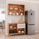 Ver imagem 4 de Cozinha Modulada 2 Peças Brilhante com 01 Balcão e 01 Armário Aéreo Bege/Cinamomo/Off White
