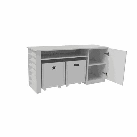 Rack com Baús Infantil com Porta Carrinhos Kauan 100% Mdf - Único