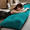 Ver imagem 3 de Almofada Cabeceira Ana Cama Casal 140cm Suede Azul Tifany Mz Decor