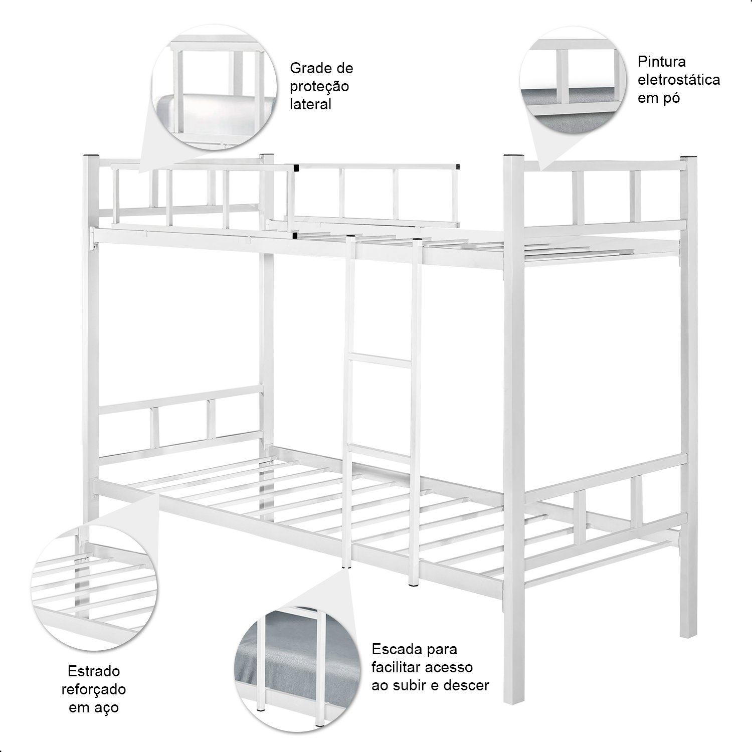 Beliche Mônaco Solteiro de Aço Galvanizado Branco - 4