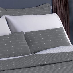 Kit Cobre Leito Casal Queen Size Bordado Urbany Hipercal 400 Fios Cinza - 3