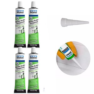 Kit com 4 Silicones Acético Incolor Tekbond 50g Adesivo Vedação e Fixação em Ambientes Internos e Ex