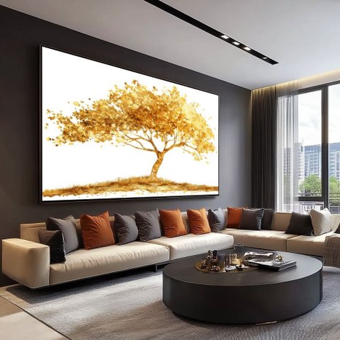 Quadro Arvore da Prosperidade Ii: Moldura Canaleta Preta/ 150x75