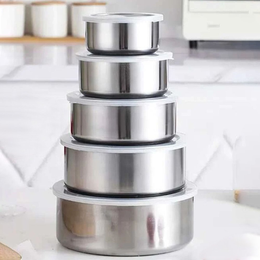 Conjunto de Potes INOX c/ Tampa 5 PEÇAS TopChef Conjunto de Pote Inox - 4