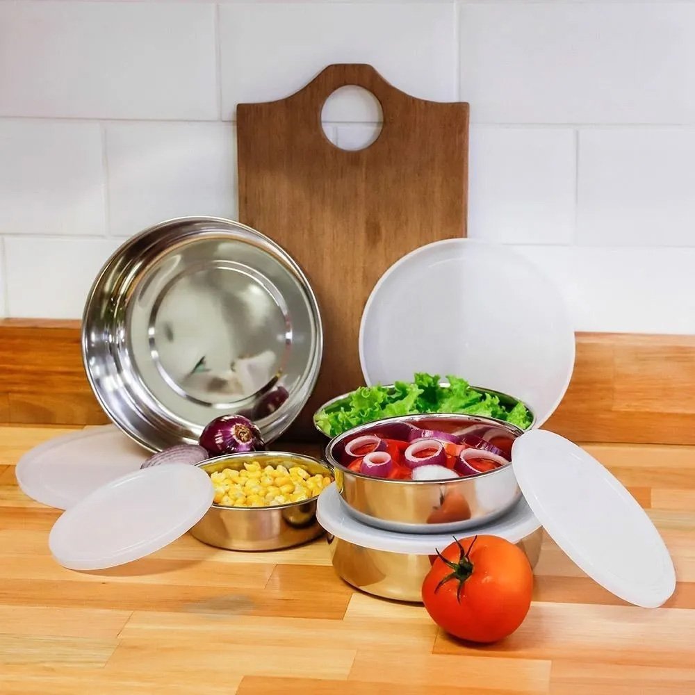 Conjunto de Potes INOX c/ Tampa 5 PEÇAS TopChef Conjunto de Pote Inox - 2