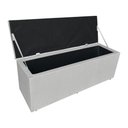 Ver imagem 6 de Kit Cabeceira e Calçadeira Baú Casal 1,40m Londres Linho Cinza Dal Poz Estofados