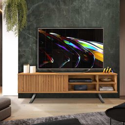 Rack Para TV Ripado Industrial Até 70 Polegadas Carvalho Nobre Calcedônia Shop JM - 1 Rack Para TV Ripado Industrial Até 70 Polegadas Carvalho Nobre Calcedônia Shop JM - 1