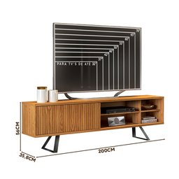 Rack Para TV Ripado Industrial Até 70 Polegadas Carvalho Nobre Calcedônia Shop JM - 4 Rack Para TV Ripado Industrial Até 70 Polegadas Carvalho Nobre Calcedônia Shop JM - 4