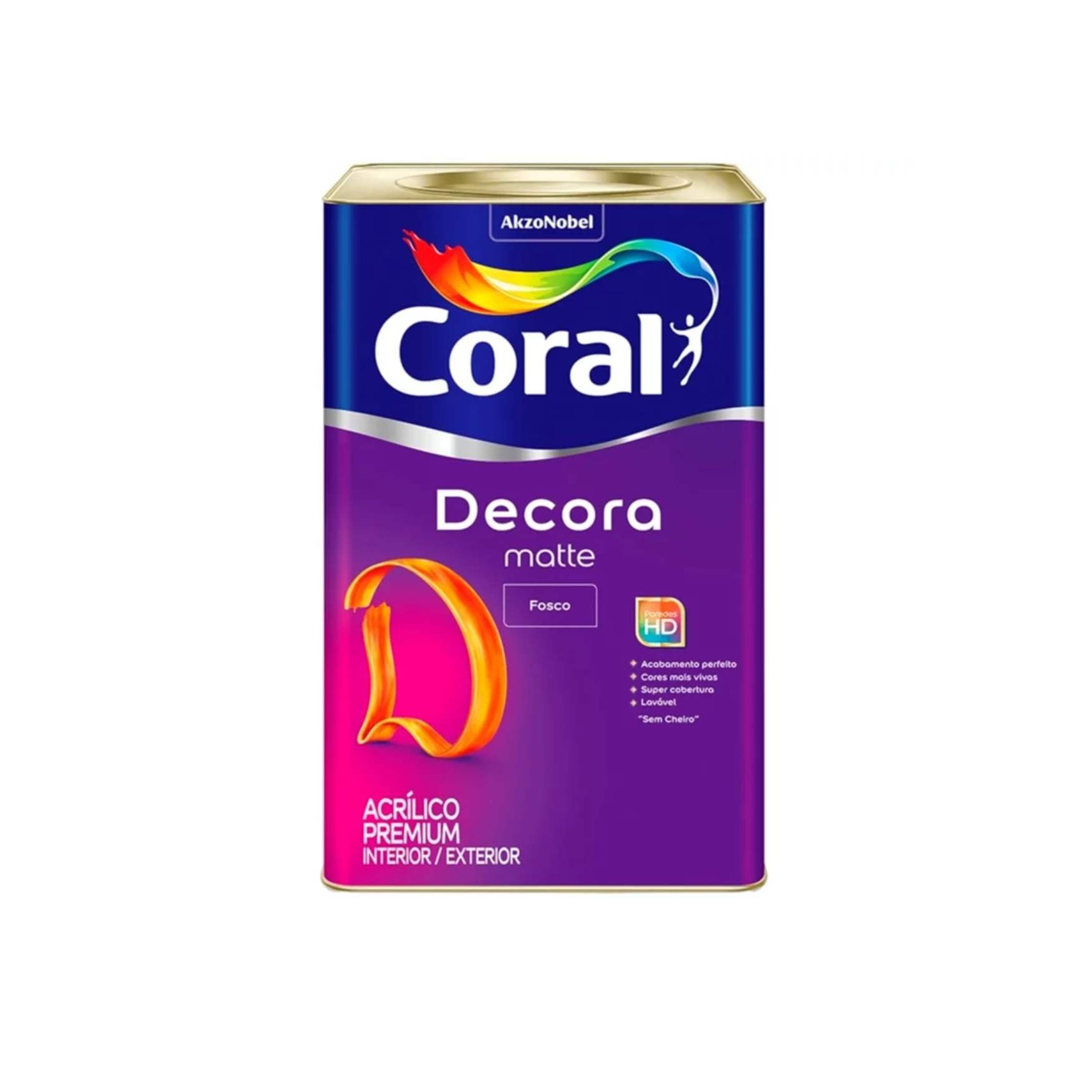 Coral Novo Decora Matte Premium Fosco Branco 18 L. Tinta Acrílica Premium