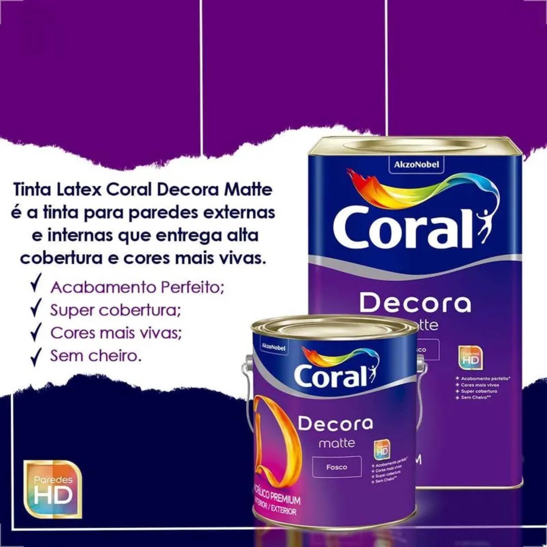 Coral Novo Decora Matte Premium Fosco Branco 18 L. Tinta Acrílica Premium - 2