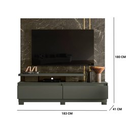 Home Theater Persa com Pés TV 75 2 Gavetas Jade Oliva Tana Decor Madetec - 4 Home Theater Persa com Pés TV 75 2 Gavetas Jade Oliva Tana Decor Madetec - 4