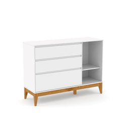 Cômoda com Porta e 3 Gavetas Nature Clean Matic Branca/ecowood - 3