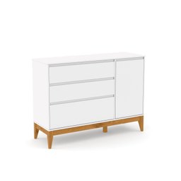 Cômoda com Porta e 3 Gavetas Nature Clean Matic Branca/ecowood - 2