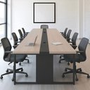 Ver imagem 4 de Mesa de Reunião Retangular Kaleb Moderno sem Gavetas 360cm Nogueira Preto Plata Móveis